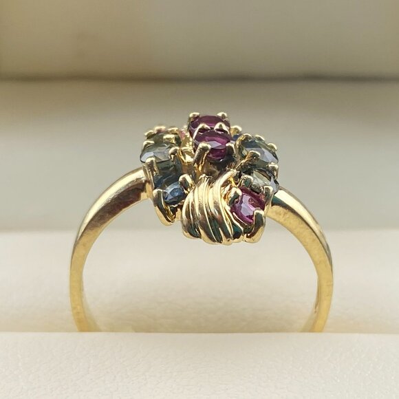 RARE Vtg. XPS Precious Sales Corp. 10K Gold Ring Sz. 8 - 10 Topaz Stone 5 Colors - Picture 7 of 16